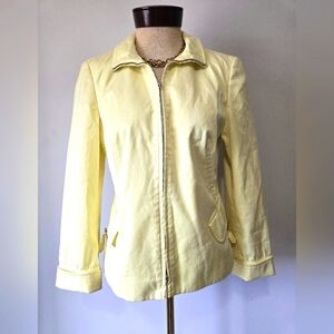 AKRIS PUNTO Butter Yellow Zip Front Cotton Jacket. Size 10